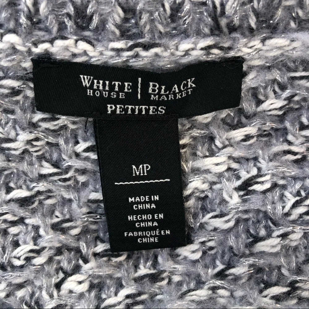 White House Black Market Shimmer Pullover V Neck Knit Cozy Sweater